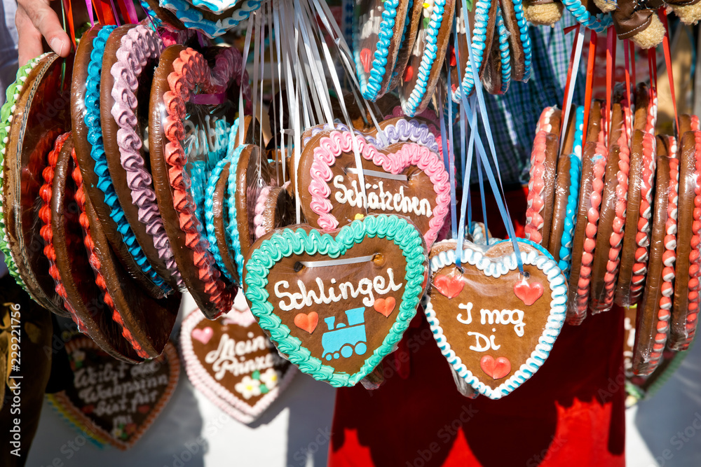 Wall mural Colorful gingerbread souvenirs from oktoberfest in Munich city, Germany