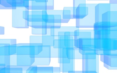 Obraz premium Blue and white abstract digital and technology background. The pattern with repeating rectangles. 3D illustration