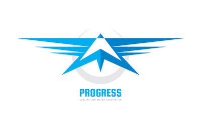 Obraz premium Progress - vector business logo template concept illustration. Abstract wings sign emblem. Rocket symbol. Graphic design element. 