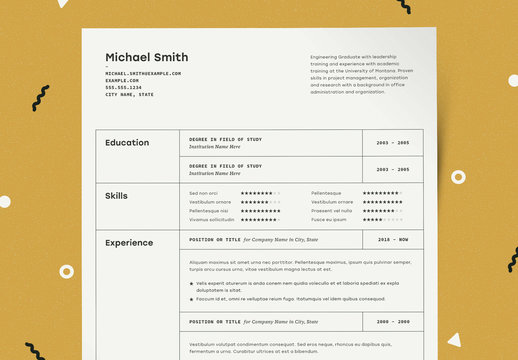Resume Layout with Table Elements
