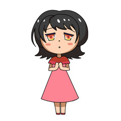 Little girl in a pink dress