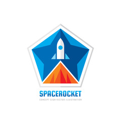 Space rocket - concept logo template vector illustration. Abstract creative sign. Progress start-up icon. Graphic design element. 