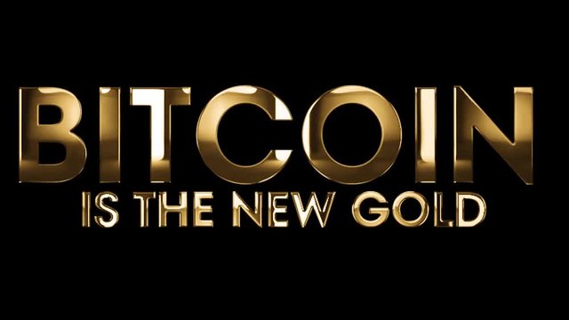 BITCOIN is the new gold - text animation with gold letters over black background