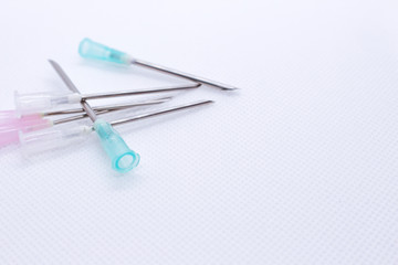 Cannula. Isolated on white of medical needle. Macro shot 