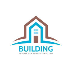 House home building - vector logo concept illustration for presentation, booklet, website and other creative projects. Real estate. Design element.