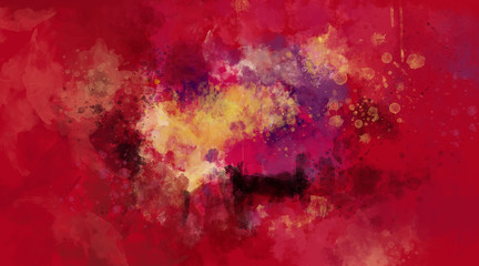 Abstract red and violet watercolor background. Bright multi colored spots.