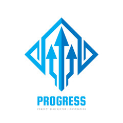 Business strategy vector logo template concept illustration. Three arrows creative sign. Progress development icon symbol. Geometric design element.