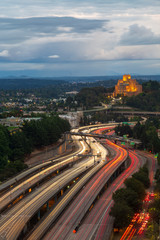 traffic on city highway at night