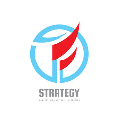 Strategy - concept business logo template vector illustration. Abstract flag creative sign. Winner victory symbol. Graphic design element. 