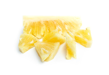 peeled pineapple for summer season isolated on white background