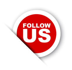 red vector banner follow us