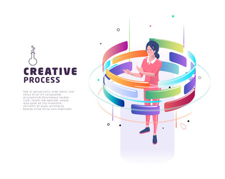 Isometric concept of creative process. Business concept.