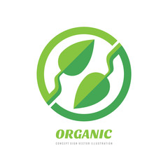 Abstract green leaves in circle shape - concept business logo template vector illustration. Nature creative sign. Organic product symbol. Graphic design element. 