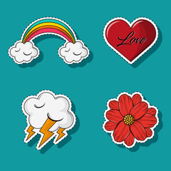 Set of love and weather cartoons