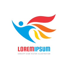 Human character - vector logo template concept illustration. People icon. Man figure symbol. Design element.