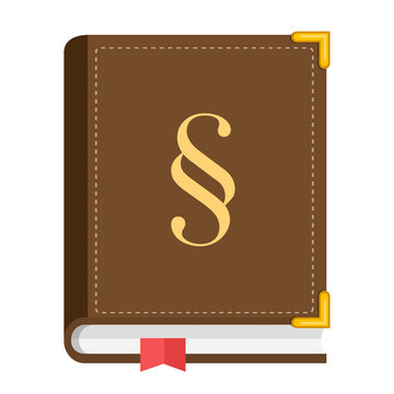 Gesetzbuch mit Paragraphenzeichen Flat Design Icon isoliert auf wei&szlig;em Hintergrund