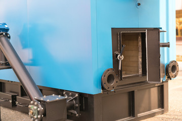 Industrial wood boiler, closeup