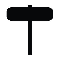 A black and white vector silhouette of a sign post