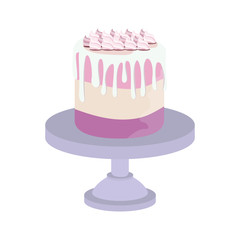 birthday cake stand on white background