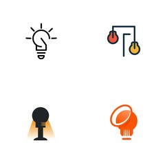 Lamp Bulb Set Idea Solution Creative Abstract Outline Modern Icon Logo Design Template Element Vector