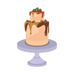 birthday cake stand on white background