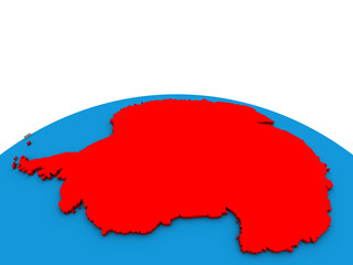 Fototapeta premium Antarctica on political 3D globe.