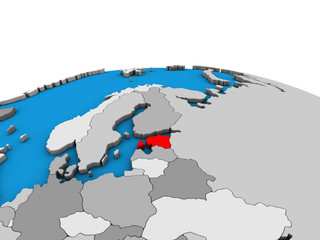 Estonia on political 3D globe.