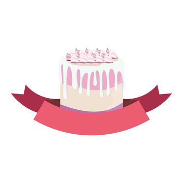 sweet cake celebration birthday ribbon