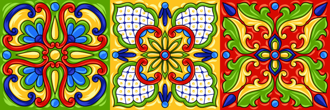 Mexican talavera ceramic tile pattern.