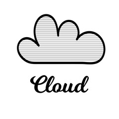 Vector Illustration. Isolated cartoon cloud. Cloud with dicoration element for background, poster, card