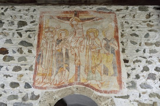 Fresko am Eingang der Kapelle Hl.Nikolaus in Matrei