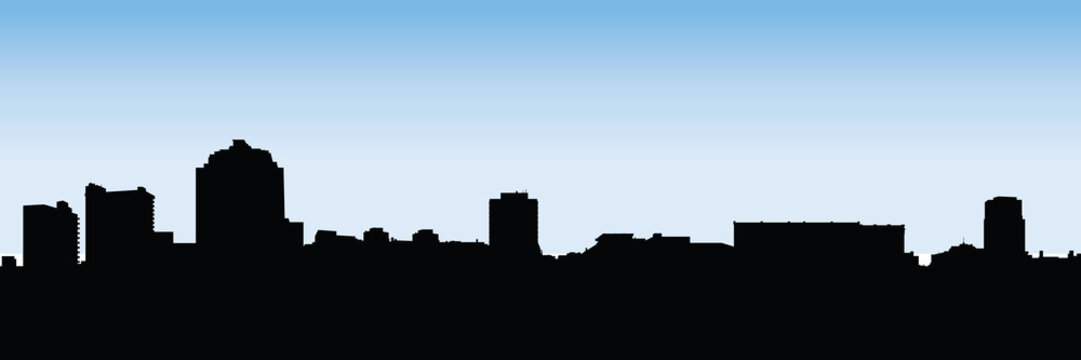 Skyline silhouette of the city of London, Ontario, Canada.