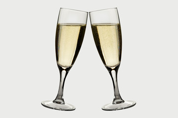 Champagne glass isolated on white background, new year