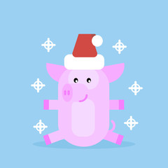 pig in santa claus hat