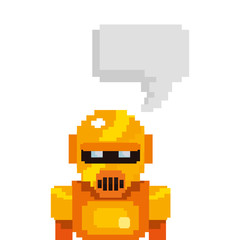 pixel video game gold robot