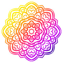 Colorful mandala. Ornamental round doodle flower isolated on white background. Vector illustration.