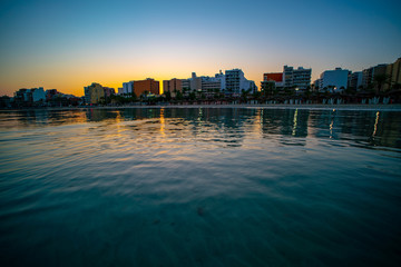 Fototapeta premium Summer sunset with small waves on the Atlantic coast