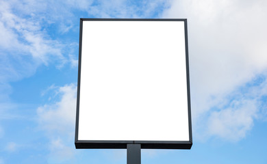 Blank billboard mockup for advertising, blue sky background