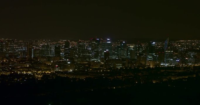 France Paris Aerial v9 Panorama of Paris cityscape at night 8/18