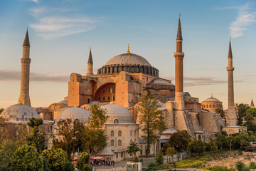 Fototapeta na wymiar Hagia Sophia or Ayasofya (Turkish), Istanbul, Turkey. It is the former Greek Orthodox Christian patriarchal cathedral, later an Ottoman imperial mosque and now a museum. It is one of seven wonders.
