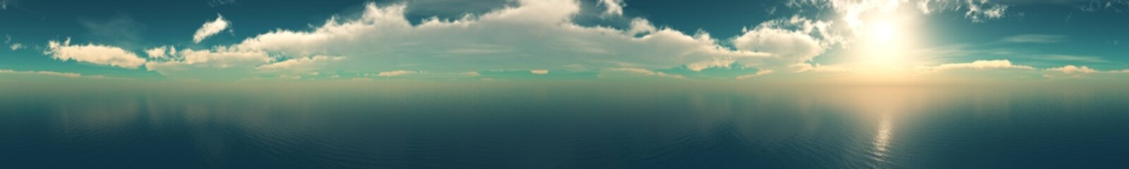 Obraz premium beautiful panorama of the sea, clouds over the sea at sunset, sunrise over the ocean in the clouds, 
