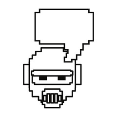 pixel video game robot speech bubble