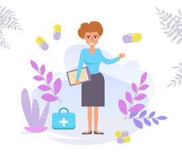 Doctor. Concept Homeopathist Vector. Cartoon. Isolated art on white background. Flat