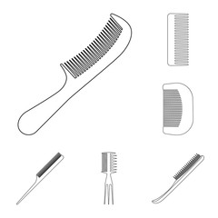 Isolated object of brush and hair sign. Set of brush and hairbrush vector icon for stock.