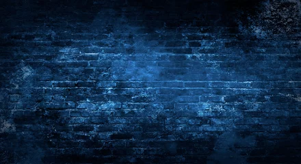 Wall murals Brick wall Empty background of old brick wall, background, neon light