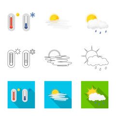 Vector illustration of weather and climate icon. Set of weather and cloud stock vector illustration.