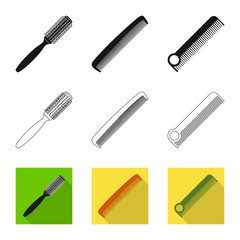 Isolated object of brush and hair logo. Set of brush and hairbrush stock symbol for web.