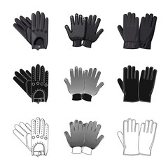 Fototapeta premium Vector illustration of glove and winter icon. Set of glove and equipment stock symbol for web.