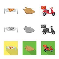 Vector illustration of pizza and food logo. Collection of pizza and italy stock vector illustration.