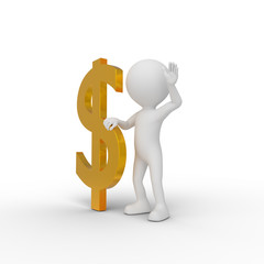 3D person with money 